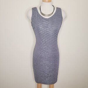 Frank Lyman Crinkle Sleeveless Bodycon Metallic Dress